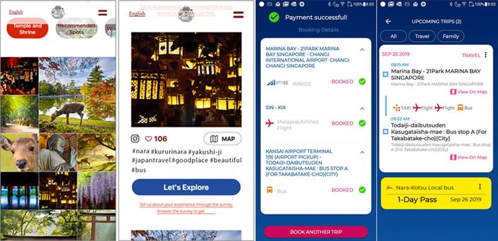 「くるり奈良Web」(左)と「IMRIDE」(右)の画面イメージ